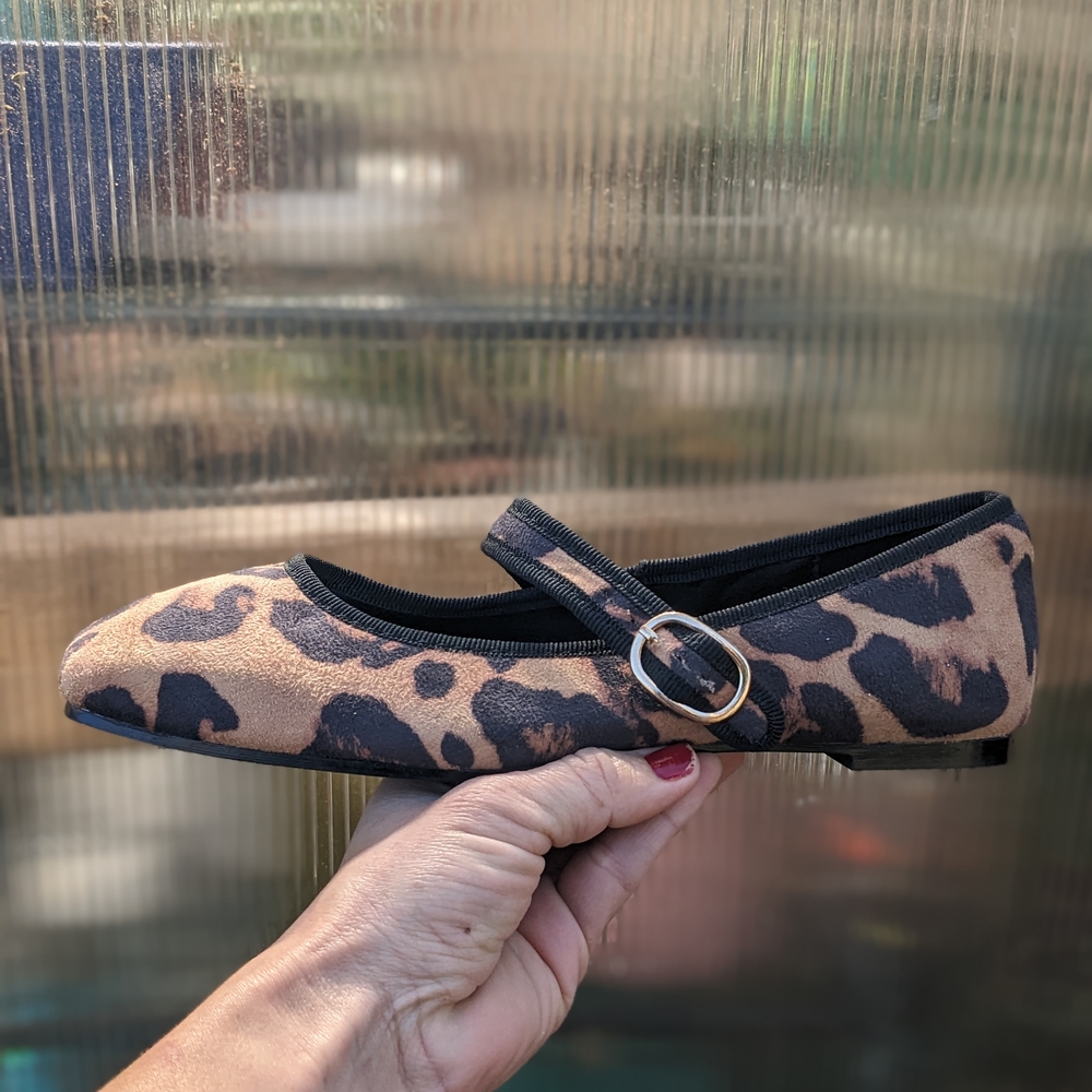 Zara Leopard Print Mary Jane Flats 6.5